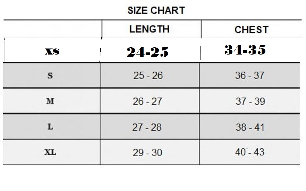 Size Chart Female T-Shirt