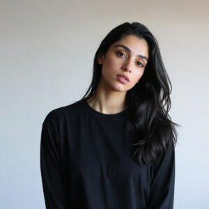 Black Color Female Full Sleeves T-Shirt