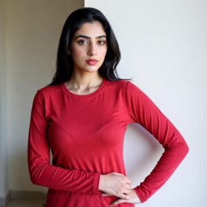 Red Color Female Full Sleeves T-Shirt