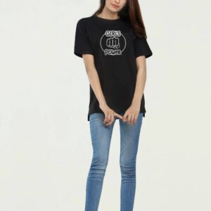 Girl Power Printed Black Color Female T-Shirt