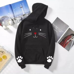 Meow Pullover Kangroo Hoodie for Girls