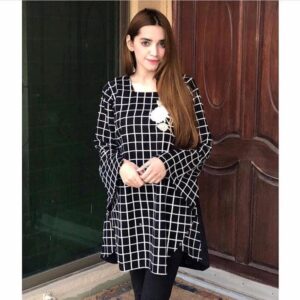 Black Check Printed Kurti for Women