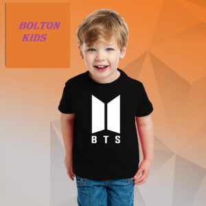 BTS Cotton half sleeves t-shirt for Kids - Black