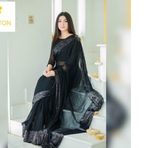Stylish Black Chiffon saree for women