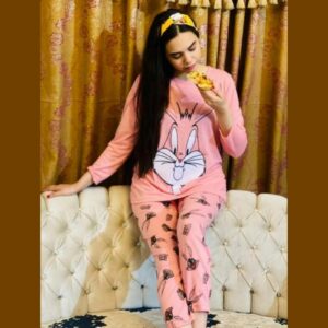 Pink Bunny Night Suit for Girls and Women